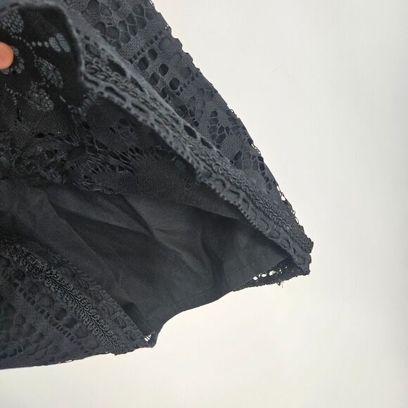 Sea New York Shift Dress Black Floral Lace Half Sleeve Mini Lined Pull On Size 4 - Picture 4 of 7